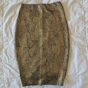 Gold Foil Pencil Skirt